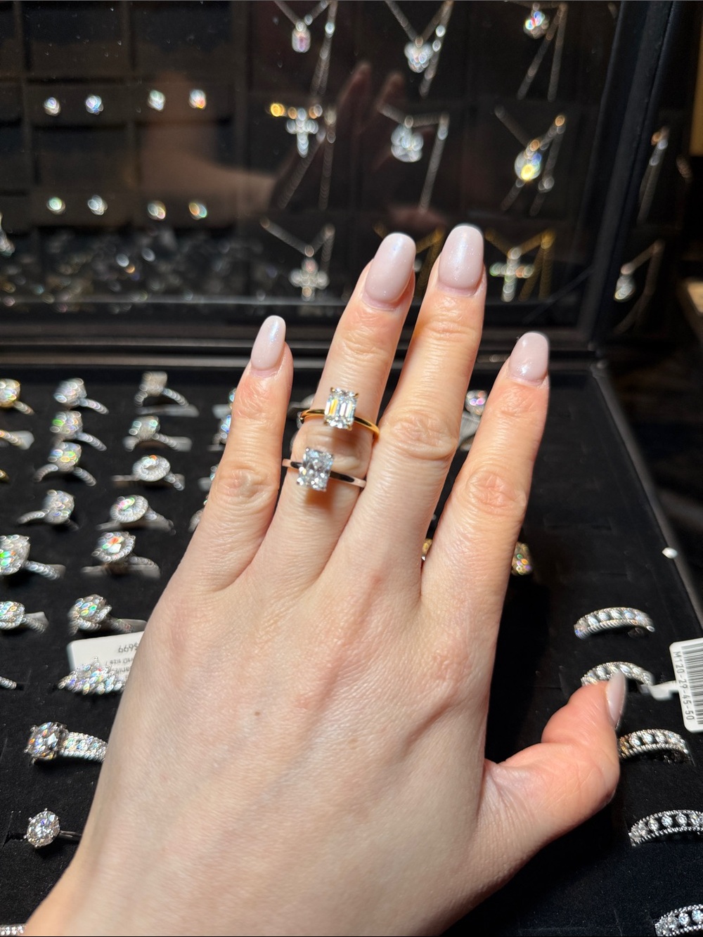 Classic Solitaire Gold and Silver Moissanite Rings - Stackable Set